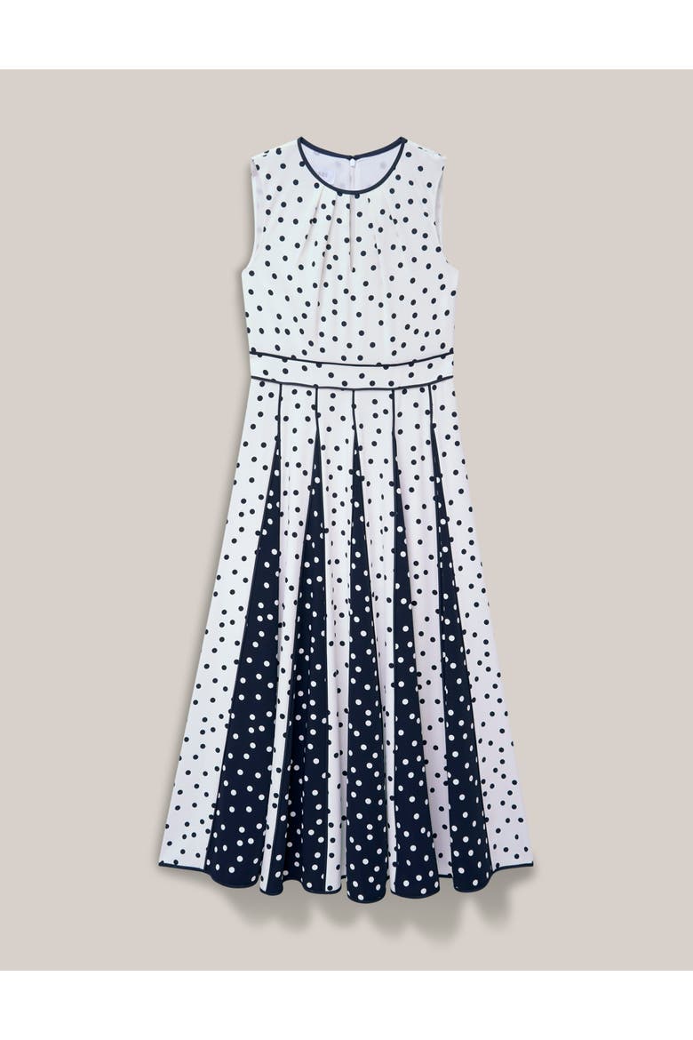 Angelica Pleated Fit-Flare Midi Dress, Alternate, color, Ivory Midnight