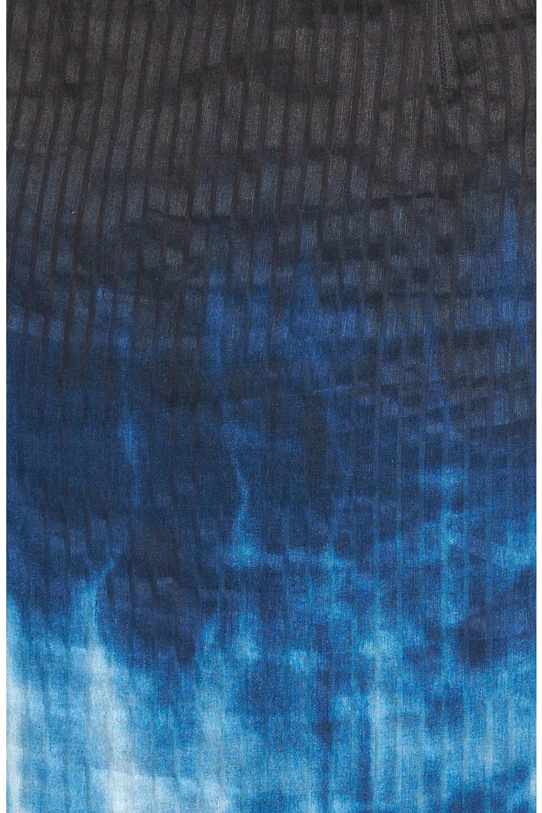 'Emma' Print Linen & Silk Sheath Dress, Alternate, color, BONDI BLUE