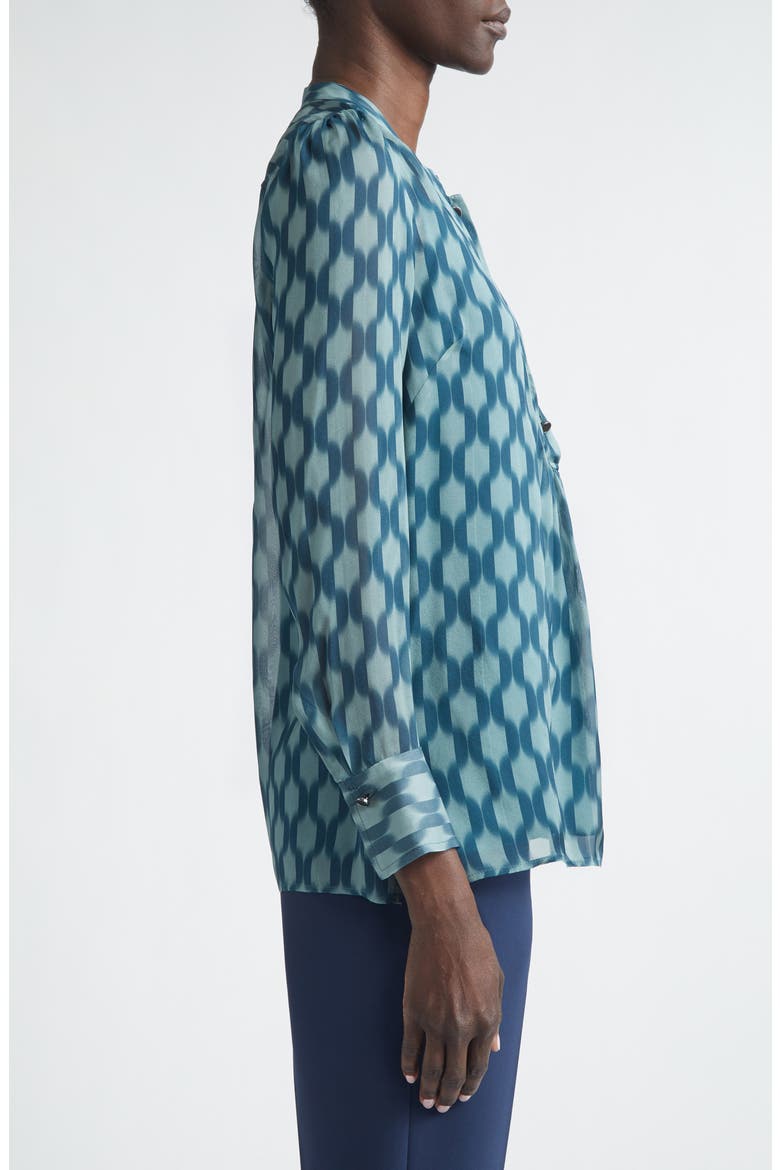 Geometric Print Silk Georgette Top, Alternate, color, TOURMALINE ICE BLUE MULTI