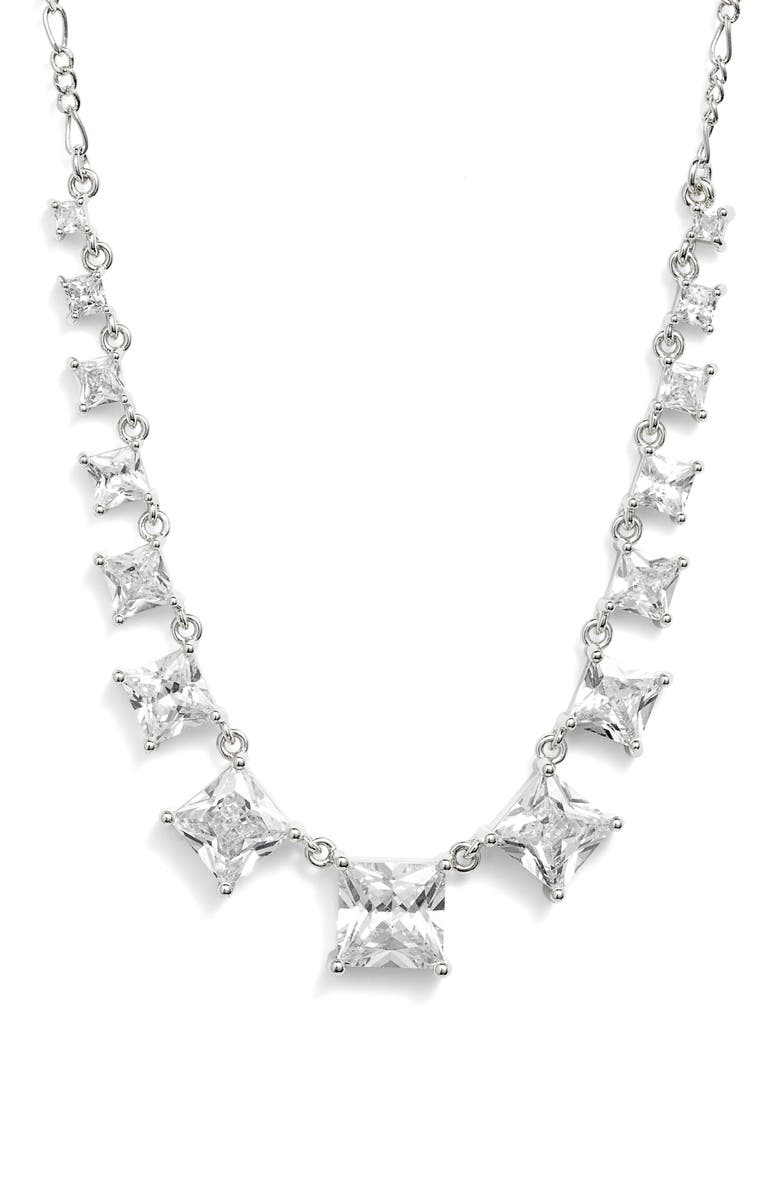 Nordstrom Cubic Zirconia Figaro Chain Frontal Necklace, Main, color, 