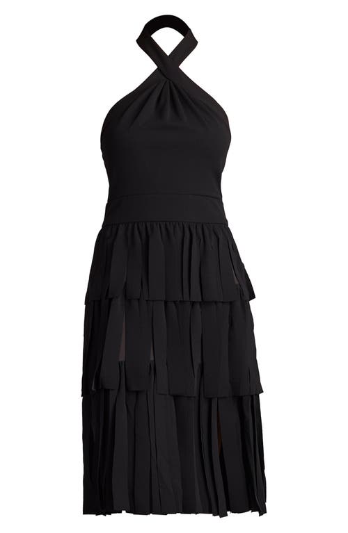 Tadashi Shoji Halter Tiered Cocktail Dress In Black
