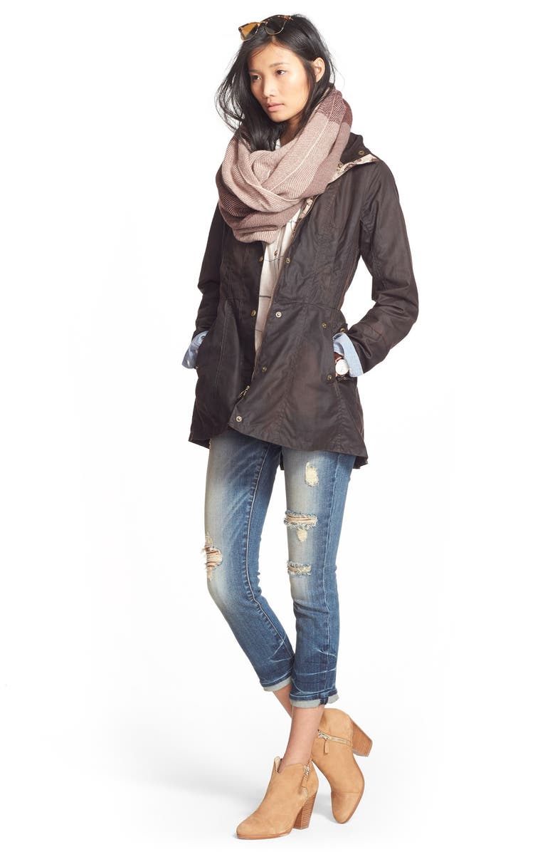 Barbour 'Holsteiner' Skirted Waxed Cotton Jacket, Alternate, color, 