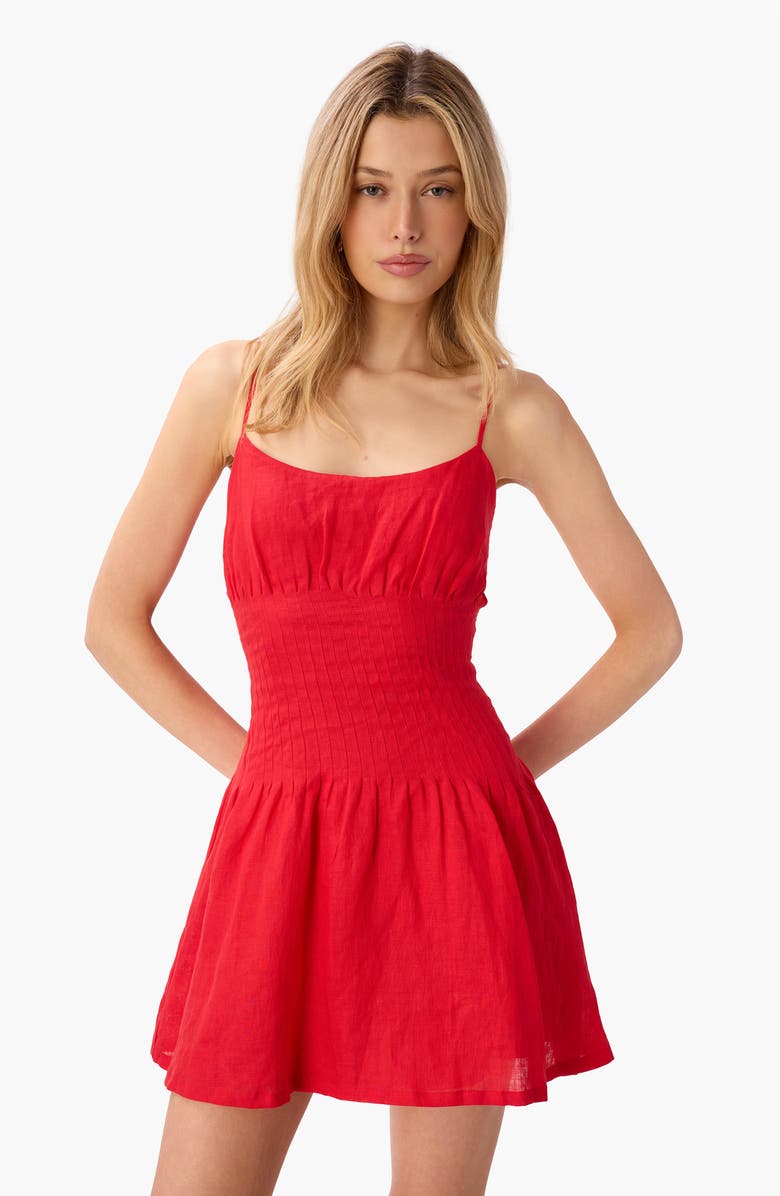 CAMI NYC Kairi Floral Linen Sundress, Alternate, color, Candy Apple