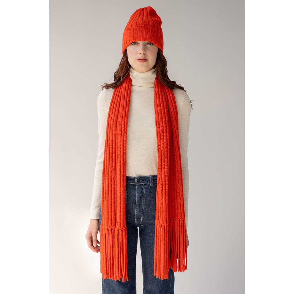 Sskein Ribbed Fringe Scarf In Scarlett