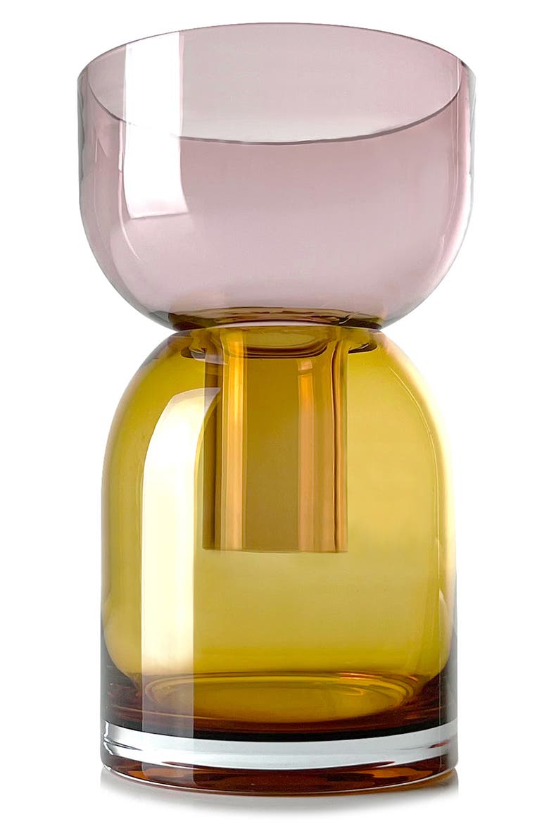 Flip Top Glass Vase (Nordstrom Exclusive), Alternate, color, PINK/ YELLOW