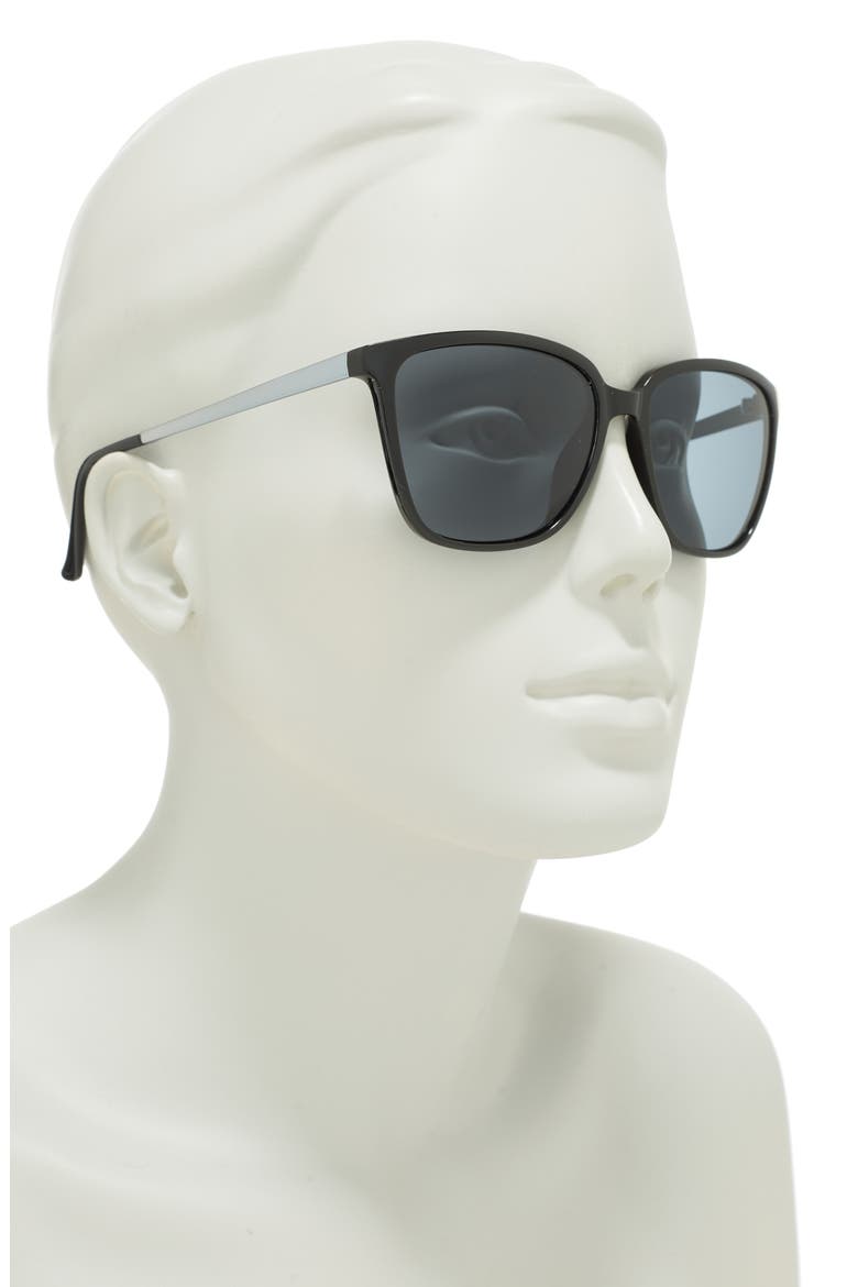 57mm Polarized Square Sunglasses, Alternate, color, BLACK