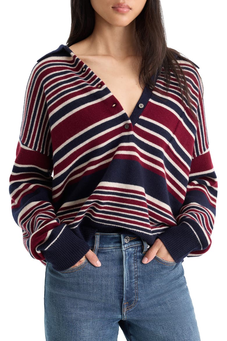 The Oversized Rugby Sweater, Main, color, MULTI STRIPE