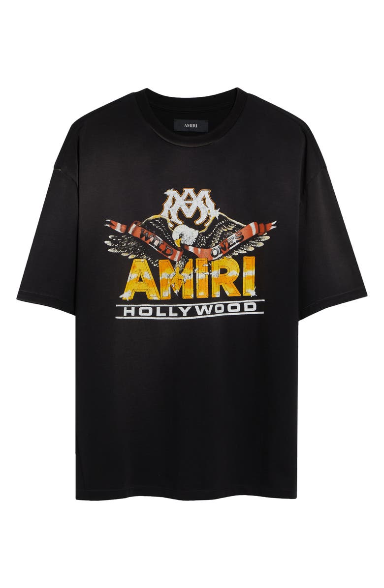 AMIRI Oversize Eagle Hollywood Skate Graphic T-Shirt, Main, color, Black