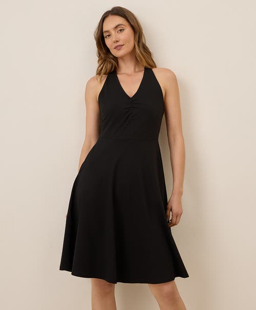 Pact Organic Cotton Fit & Flare Gathered Halter Dress In Black