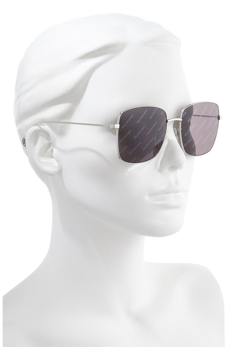 57mm Square Sunglasses, Alternate, color, SILVER/ GREY