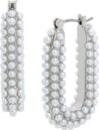 AllSaints Faux Pearl Oval Hoop Earrings