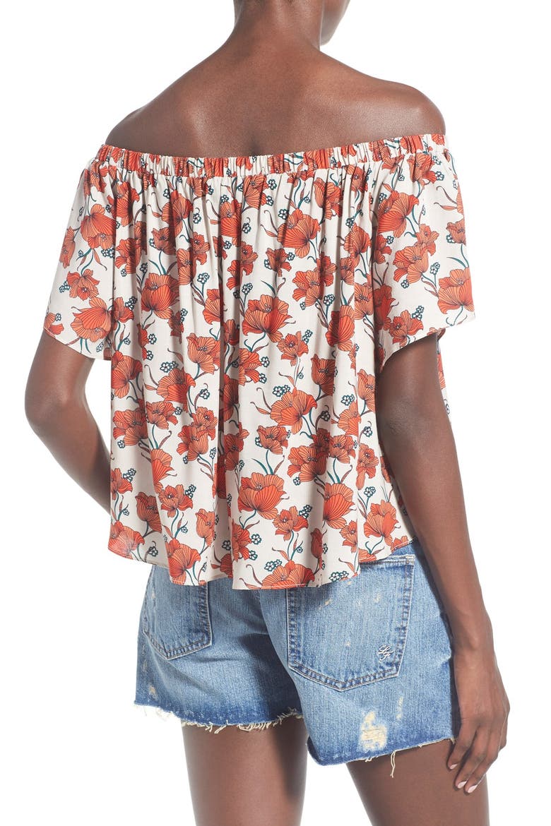 ASTR Mixed Print Off the Shoulder Top, Alternate, color, ORANGE MULTI FLORAL