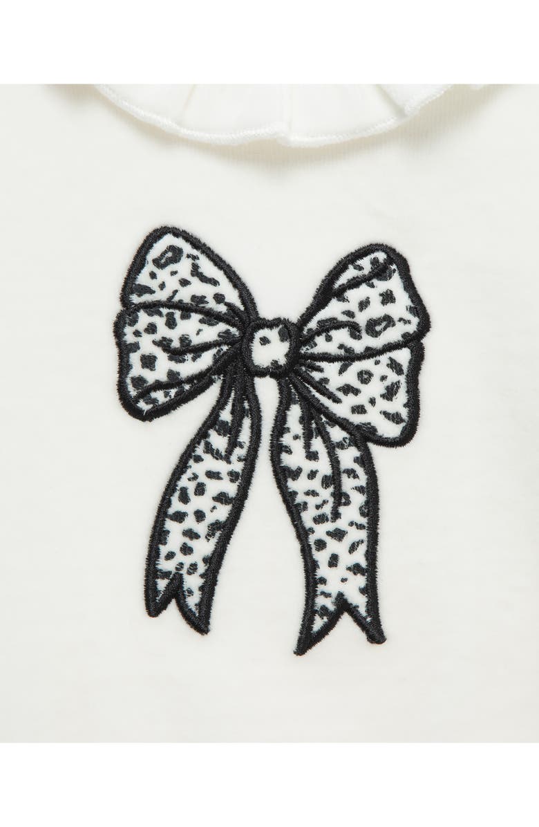 Little Me Geo Bow Shirt & Joggers Set, Alternate, color, Off White/ Black