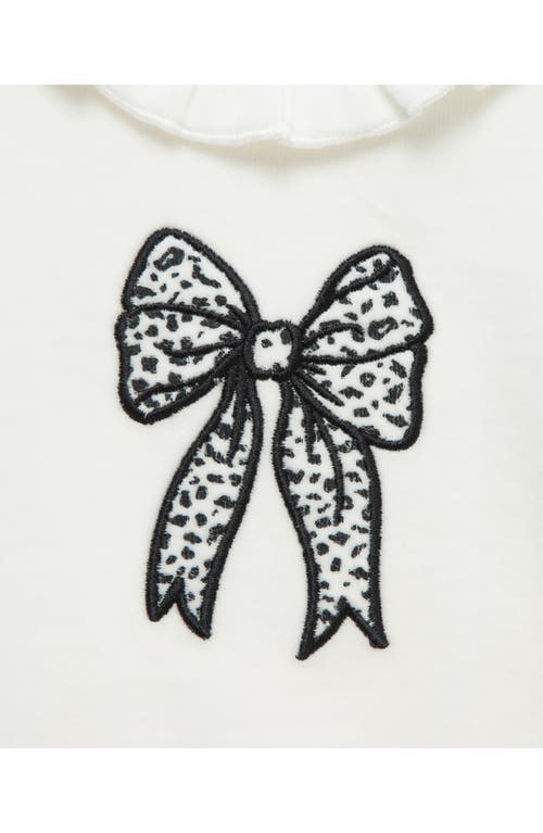 Little Me Geo Bow Shirt & Joggers Set In White