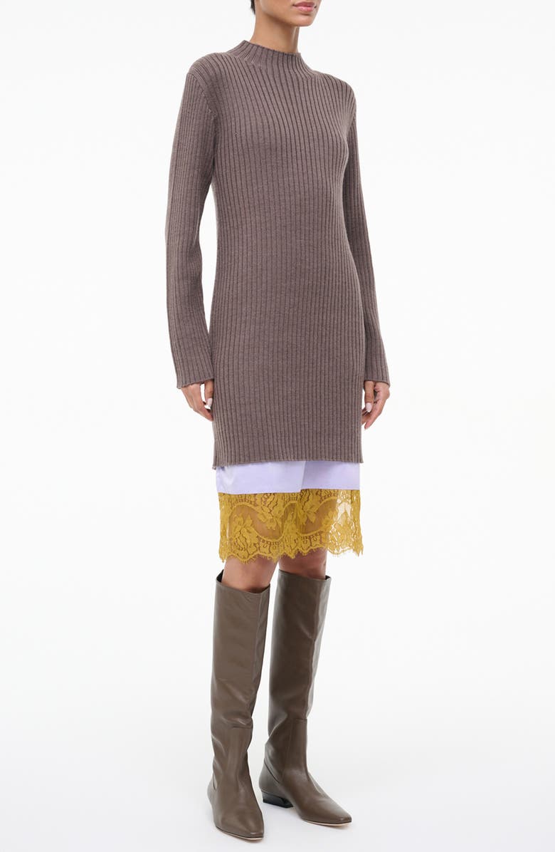 STAUD Willow Long Sleeve Wool Blend Sweater Dress, Alternate, color, Truffle