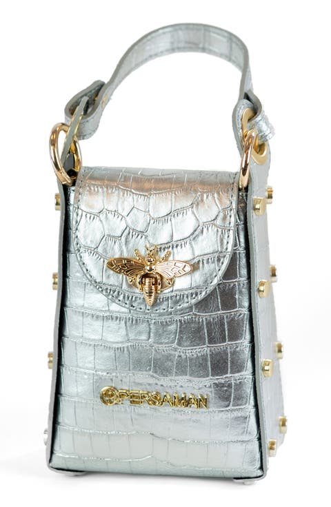 Anette Croc-Embossed Leather Crossbody Bag