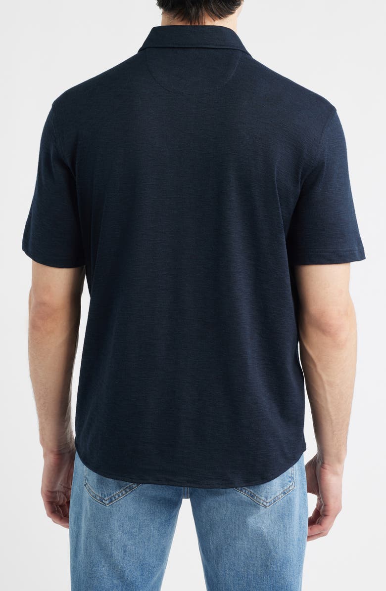 Johnston & Murphy Riley Knit Short Sleeve Button-Up Shirt, Alternate, color, Navy