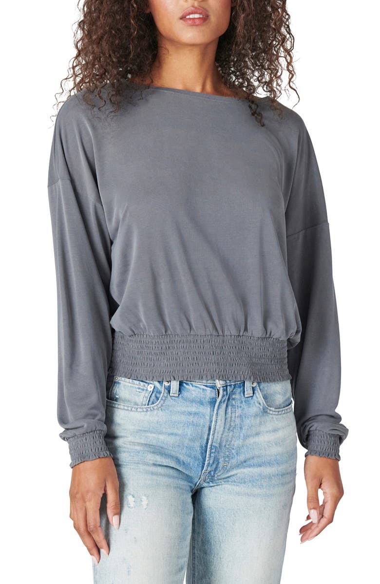 Lucky Brand Smock Waist Long Sleeve T-Shirt, Main, color, 