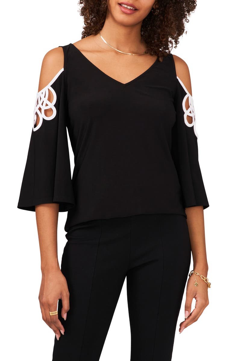 Chaus Cold Shoulder Three-Quarter Sleeve Blouse, Main, color,