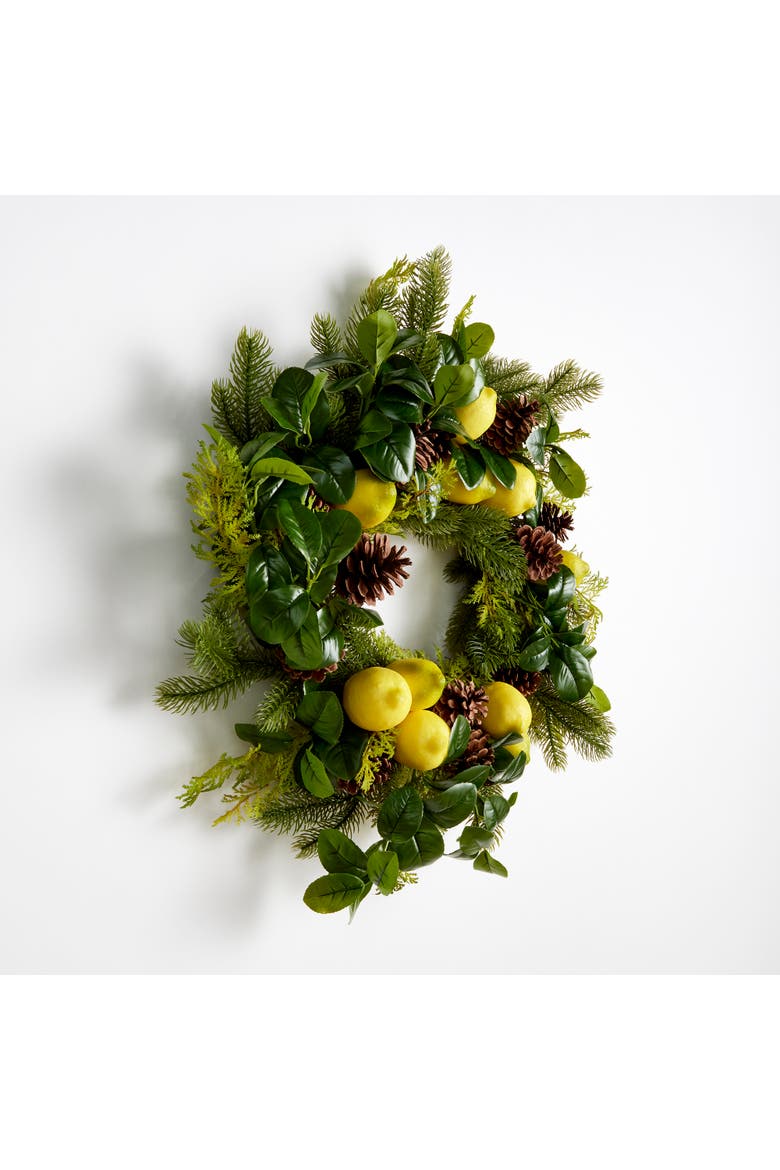 Lemon & Mixed Botanicals Wreath 26", Alternate, color, Green