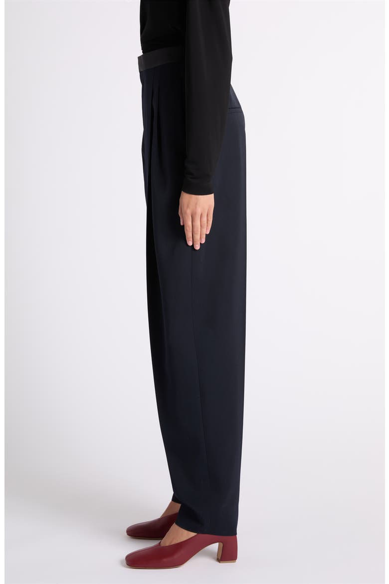 Satin Trim High Waist Wool Straight Leg Pants, Alternate, color, 4071 MIDNIGHT BLUE