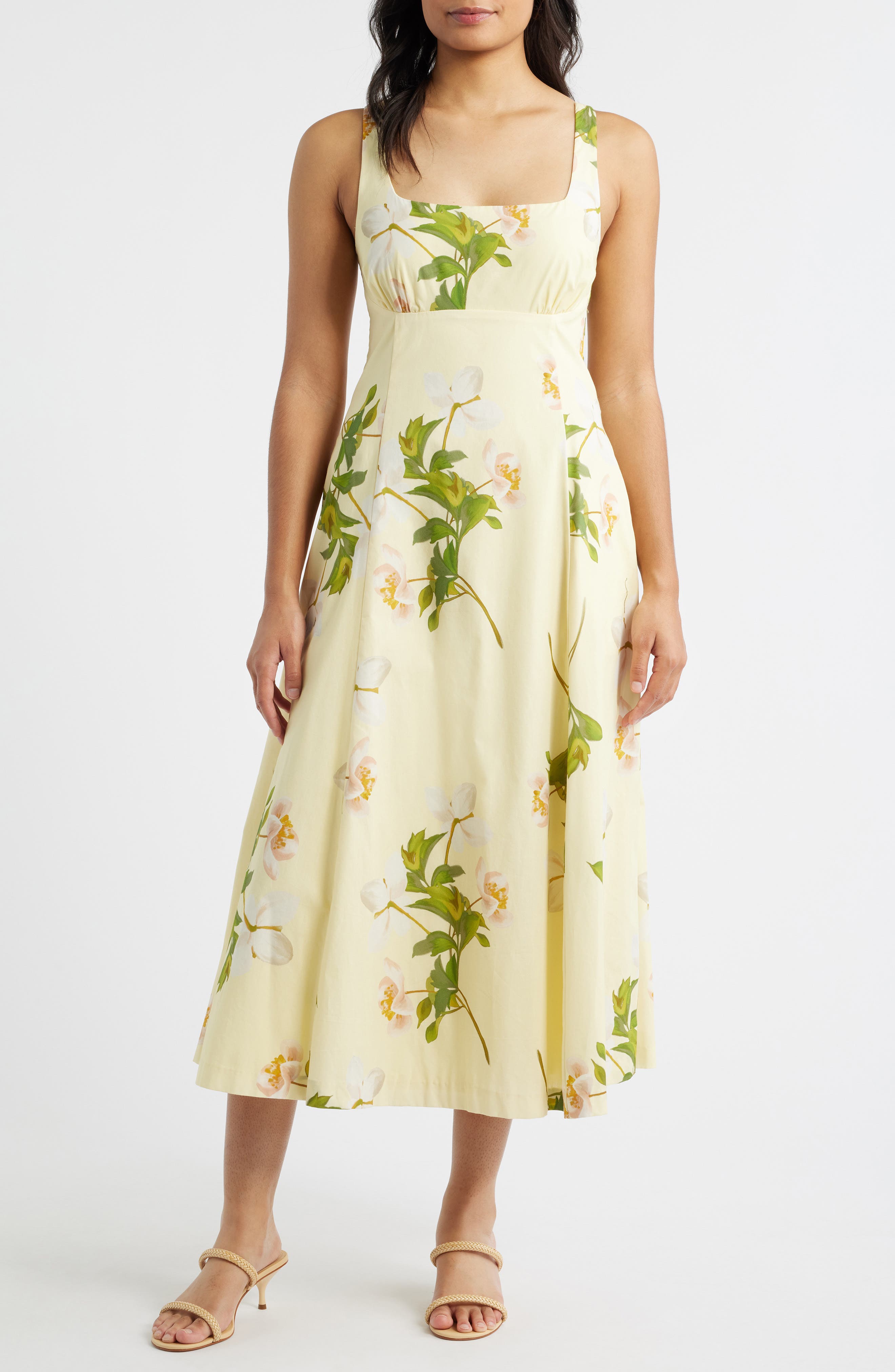 Julia Jordan Floral Square Neck Cotton Dress