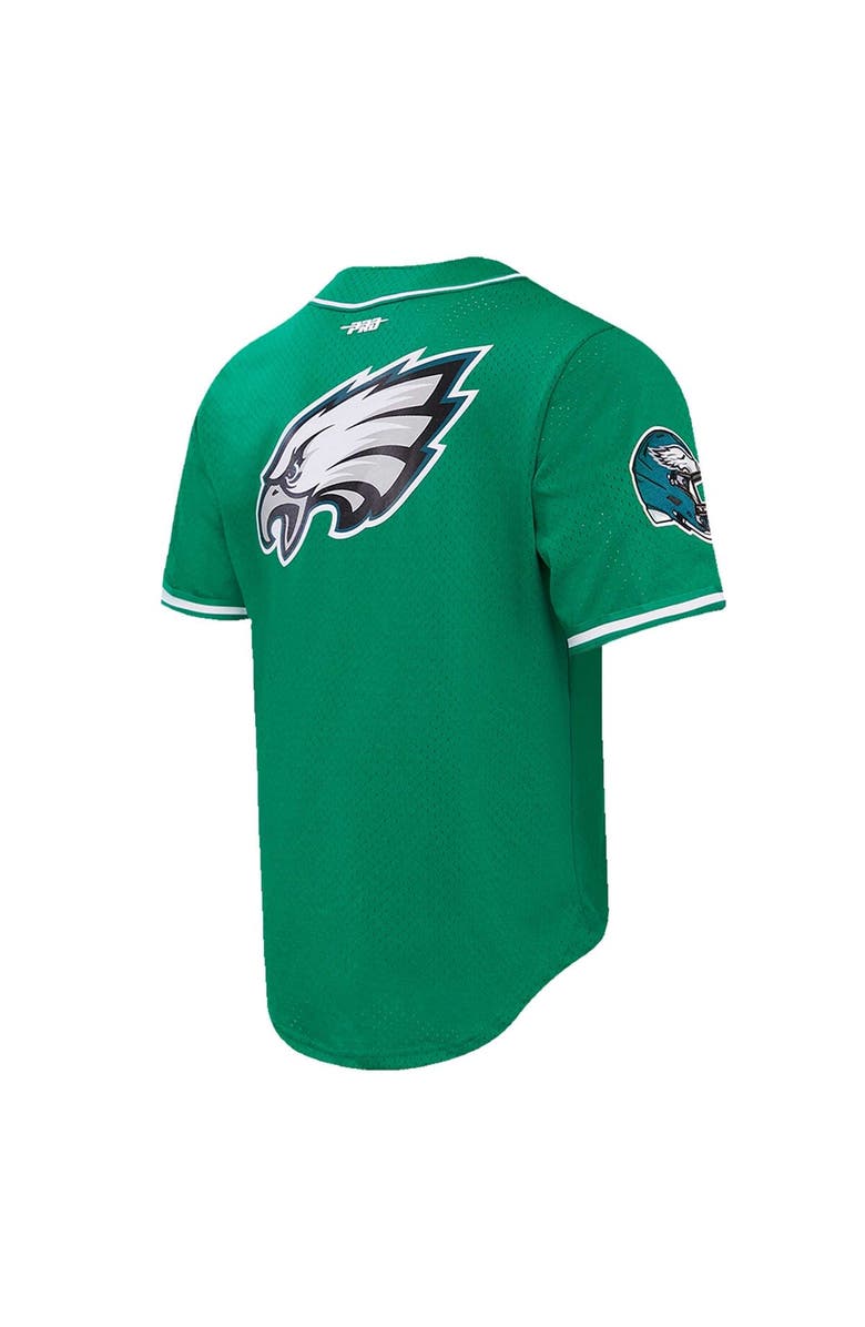 PRO STANDARD Men's Pro Standard Jalen Hurts Kelly Green Philadelphia Eagles Mesh Baseball Button-Up T-Shirt, Alternate, color, Kelly Green