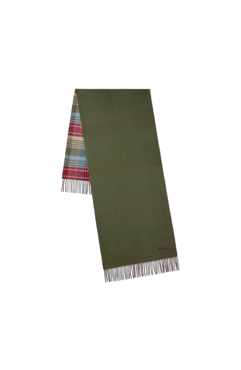 Mulberry Large Reversible Heritage Check Scarf, Main, color, Moss-Sky Blue