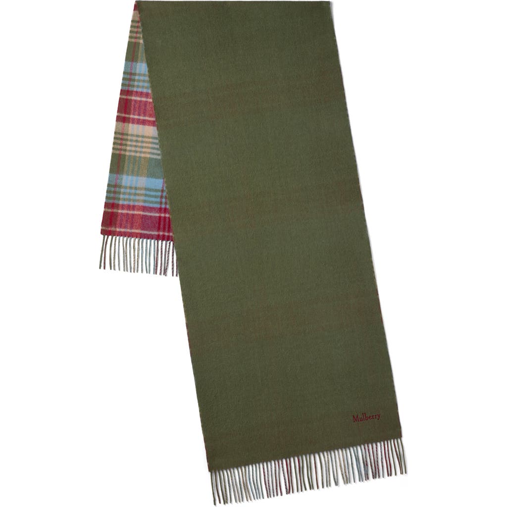 Mulberry Large Reversible Heritage Check Scarf In Green