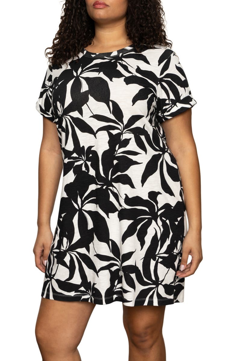 Sanctuary Perfect Tee Mix Floral Cotton Blend Minidress, Alternate, color, Inked Impressions