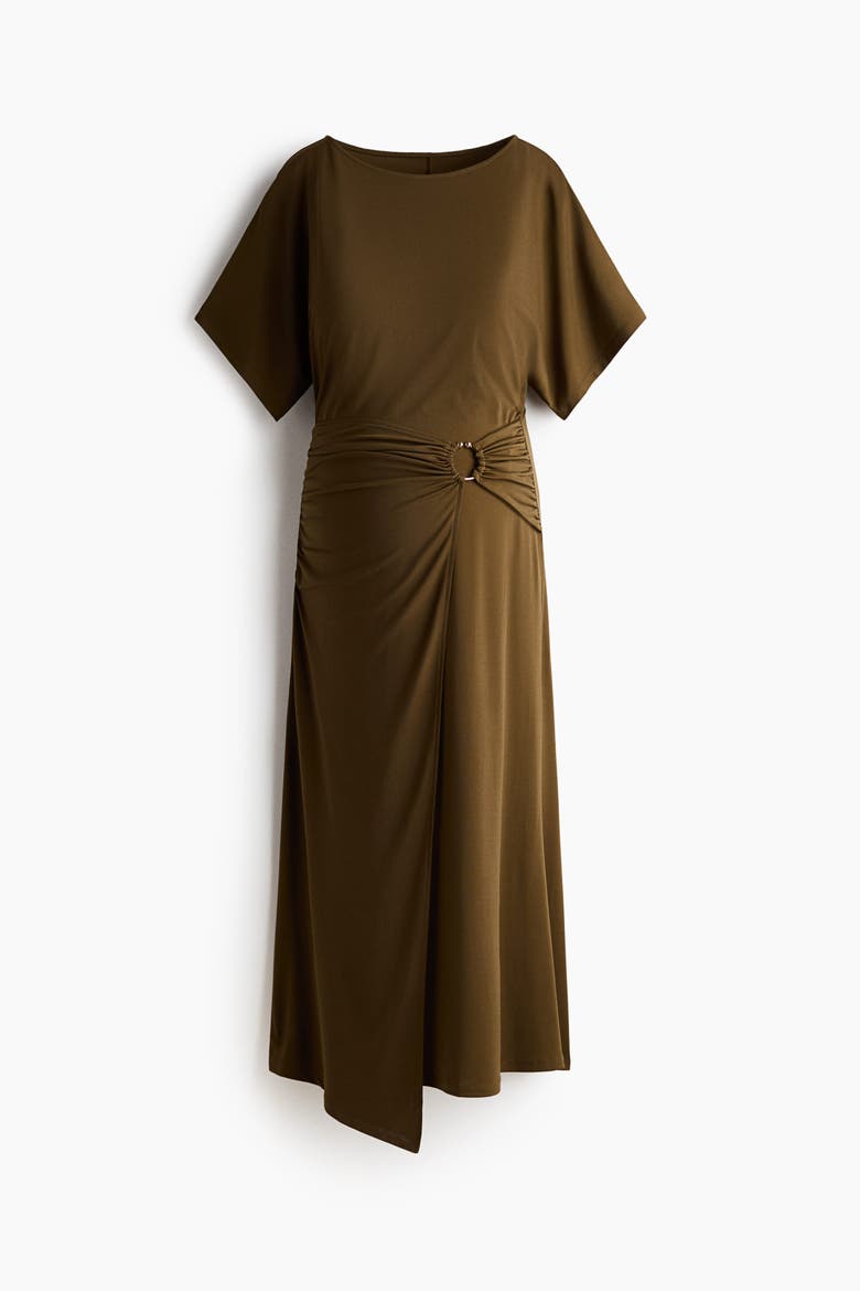 Mama Wrap-detail Dress, Alternate, color, Khaki green