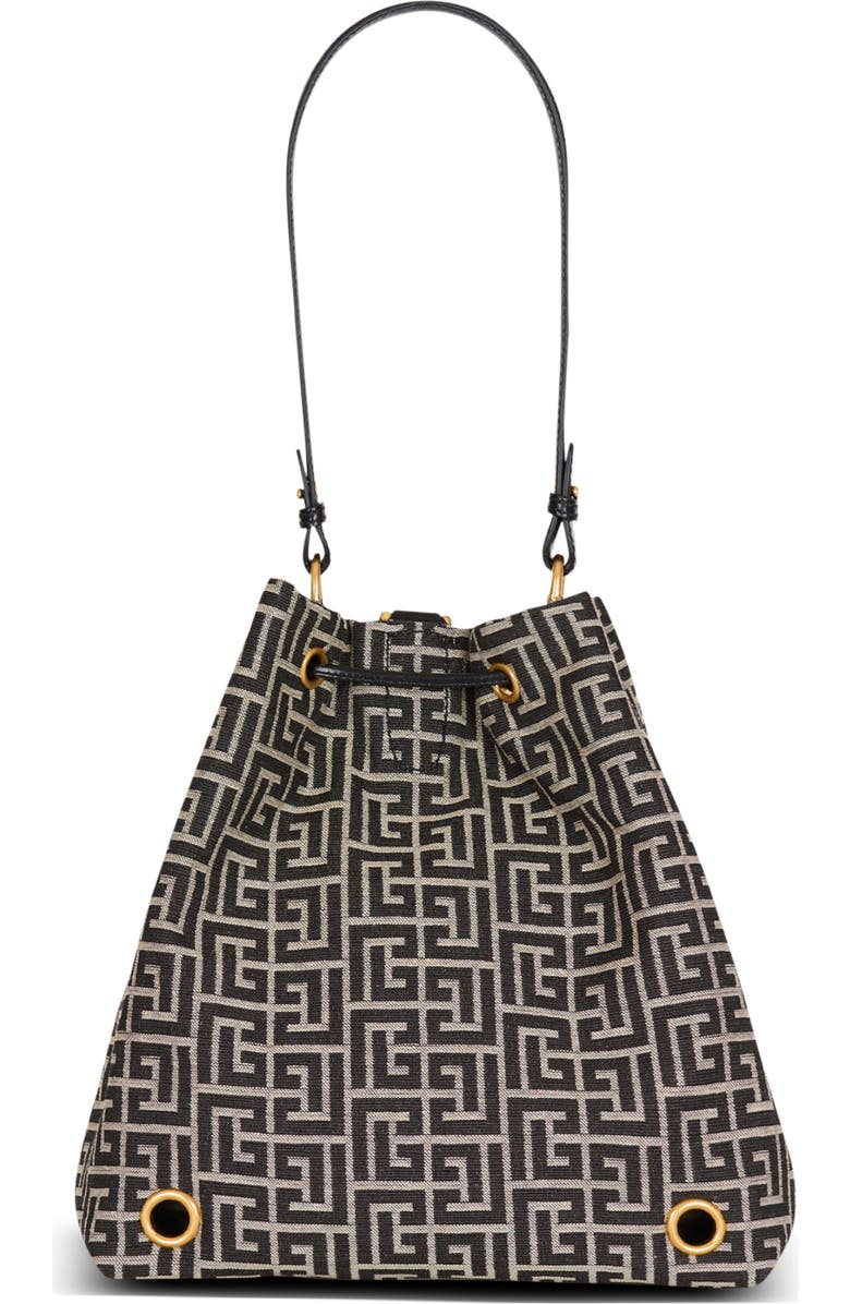 Balmain Pulse monogram jacquard backpack, Alternate, color, Black