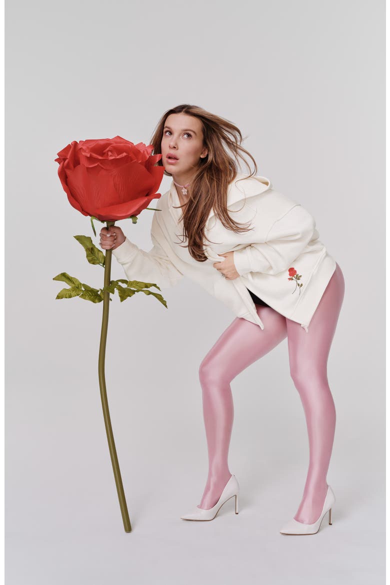 Cozy Crush Forever Embroidered Oversize Graphic Zip Hoodie, Alternate, color, JET STR ROSE