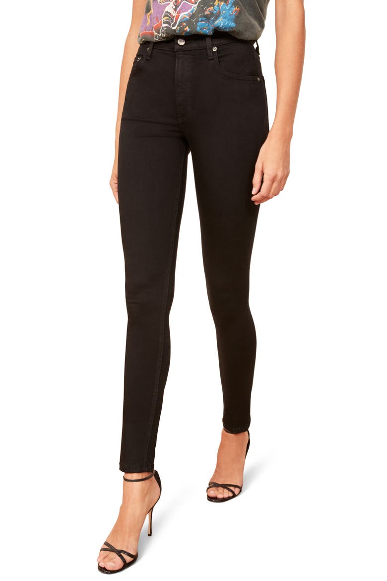 Harper High & Skinny Jeans, Main, color, BLACK