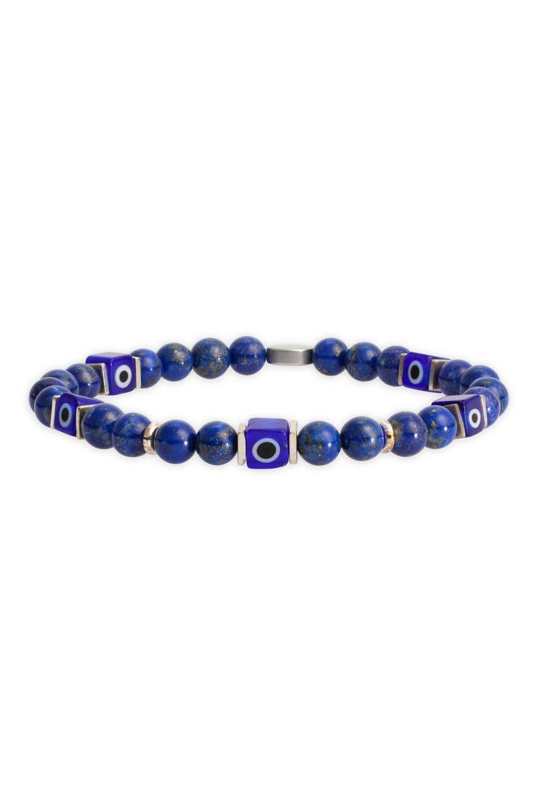 Men's Evil Eye Glass Bead Bracelet, Main, color, LAPIS LAZULI