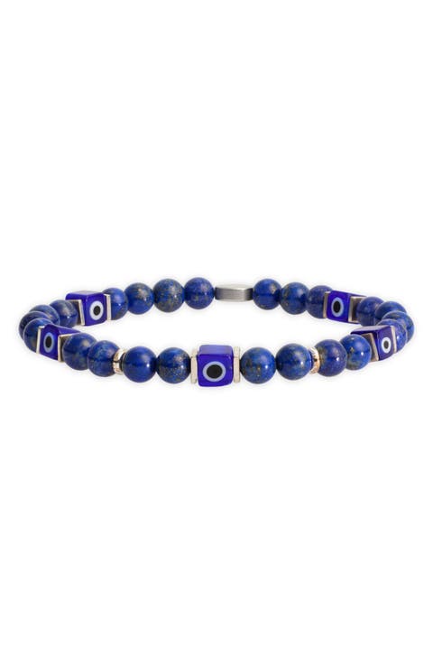 Men's Evil Eye Glass Bead Bracelet