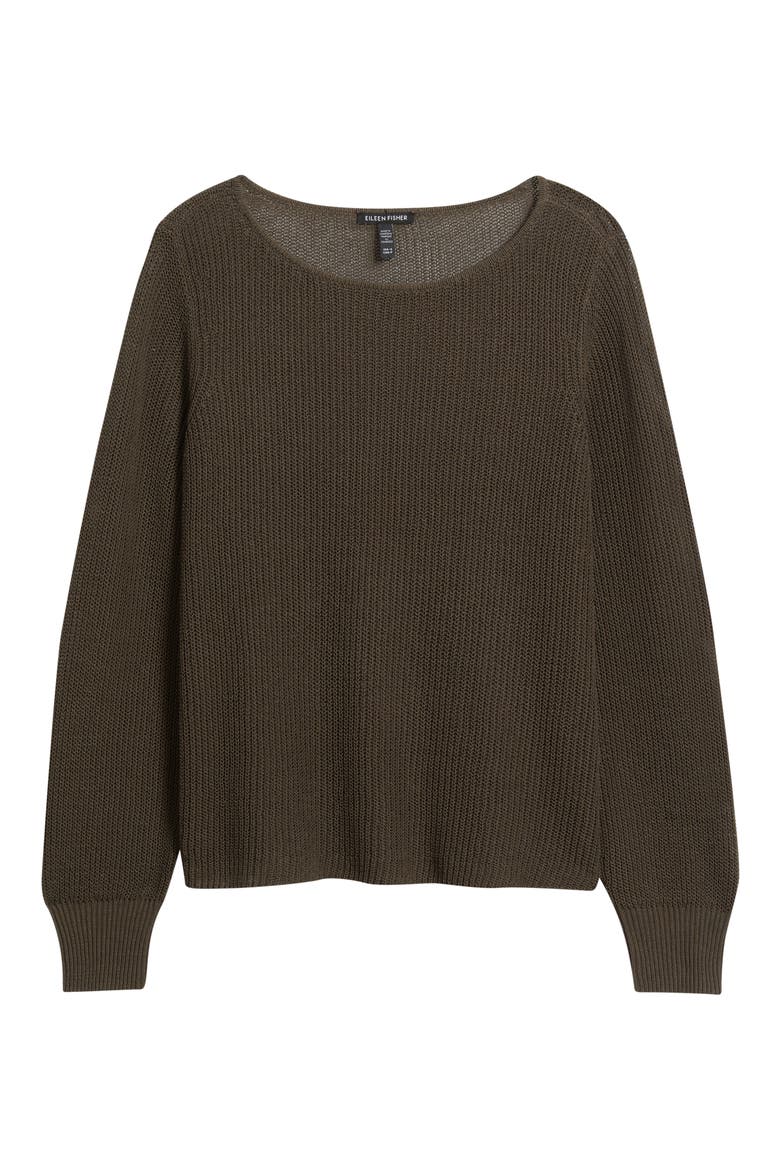 Organic Cotton & Silk Ballet Neck Sweater, Alternate, color, WREN