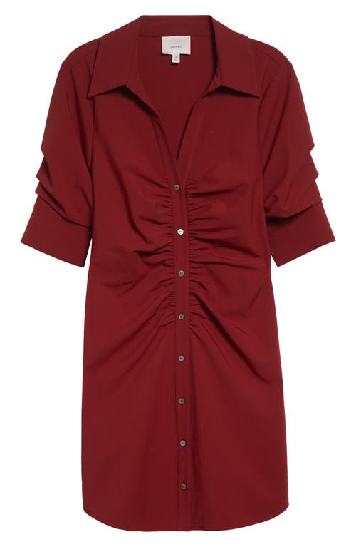 Cinq À Sept Elina Gathered Shirtdress In Red
