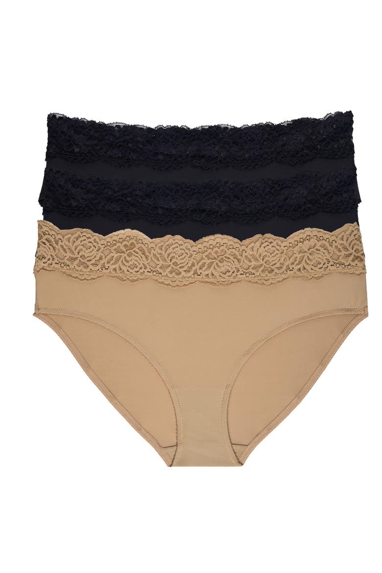 Divine Lace Trim Hipster 3-Pack, Main, color, Black/Black/Nylon