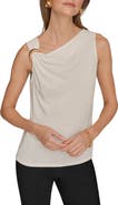 Donna Karan New York Asymmetric Sleeveless Hardware Accent Top