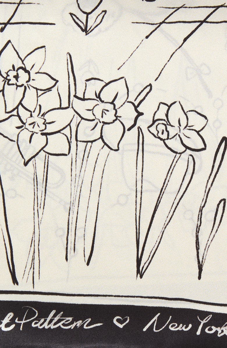 Lost Pattern NYC in Sketches Silk Pocket Square, Alternate, color, White