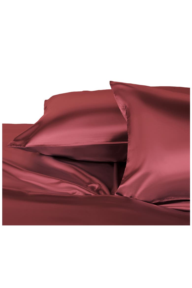 Elegance Satin Sheet Set, Alternate, color, MERLOT