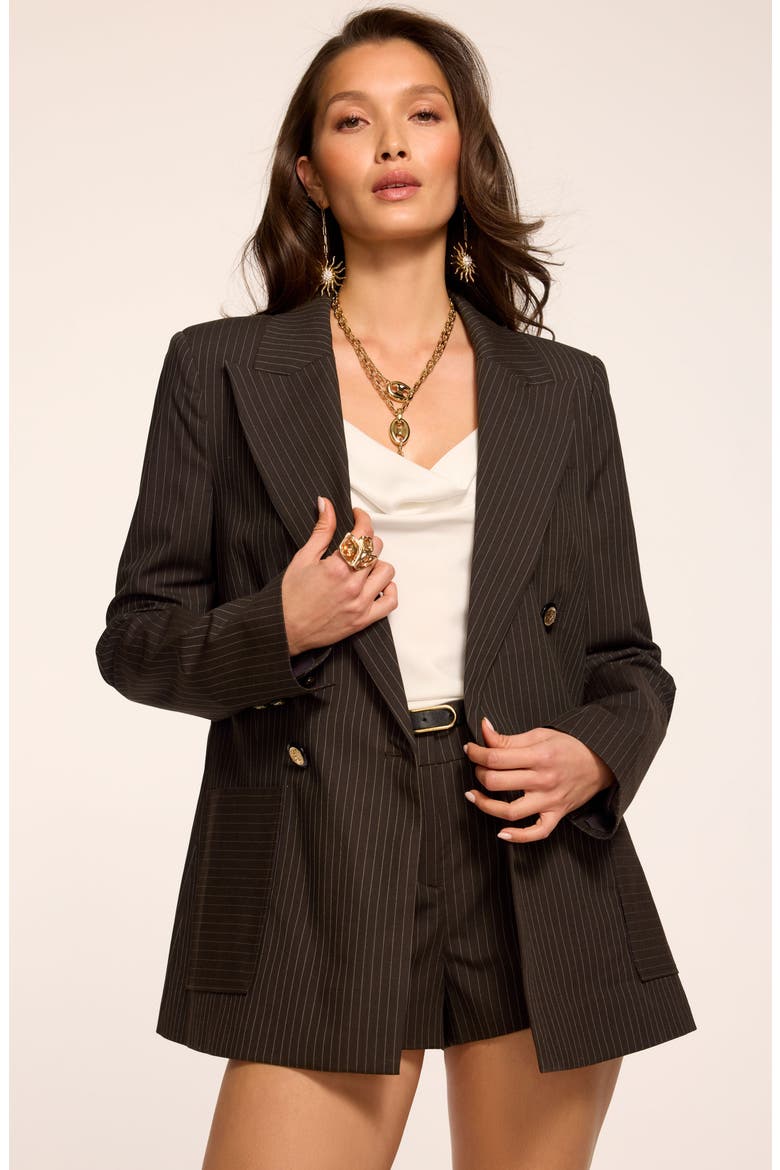 Willow Pinstripe Double Breasted Blazer, Alternate, color, BROWN PINSTRIPE