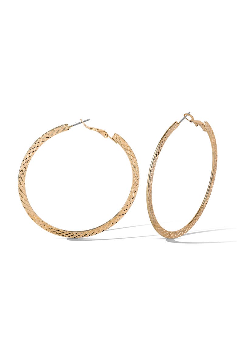 Textured Gold-Tone Large Hoop Earrings, Main, color, Gold