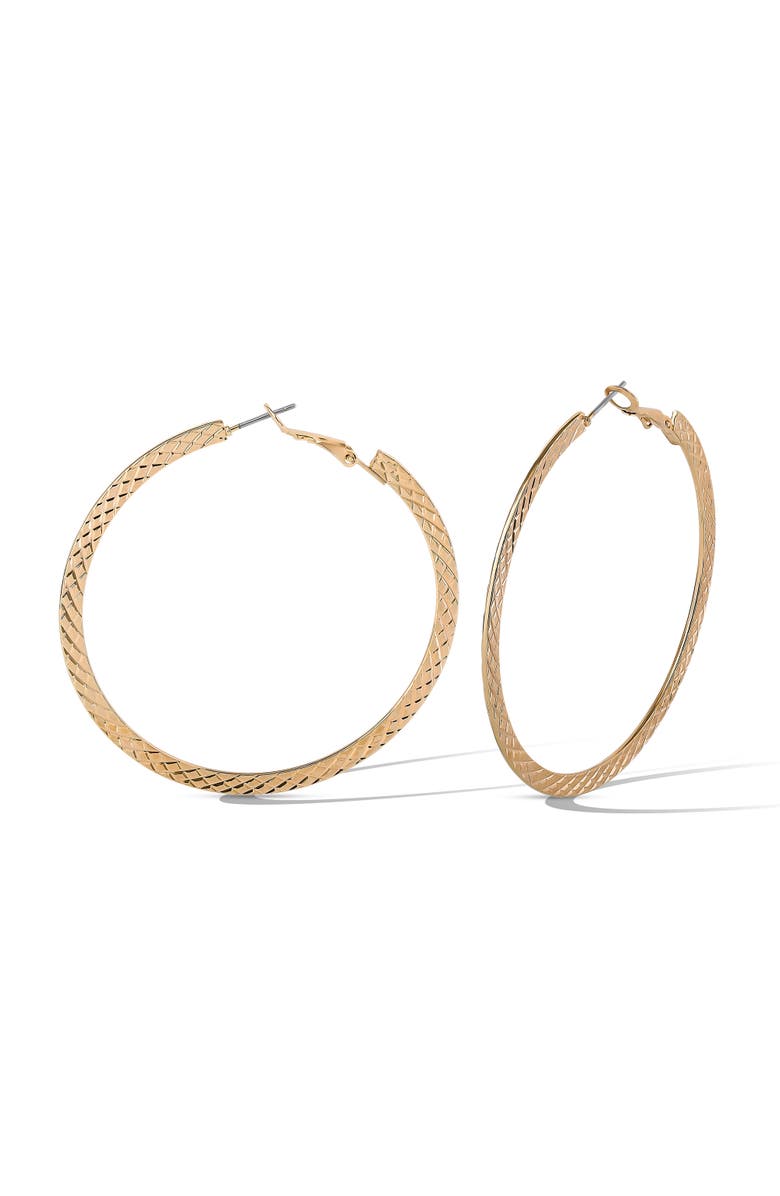 Jessica Simpson Textured Gold-Tone Large Hoop Earrings, Main, color, Gold
