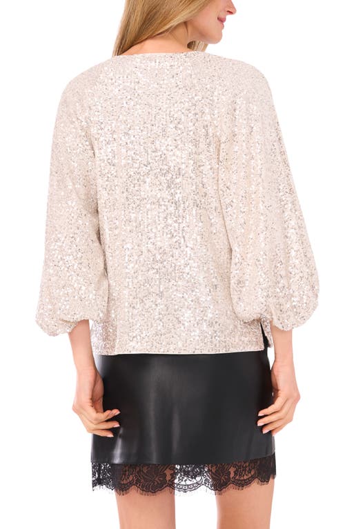 Vince Camuto Sequin Balloon Sleeve Top In White