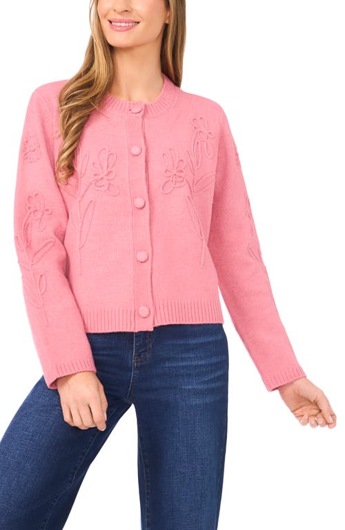 Cece Floral Soutache Cardigan In Pink
