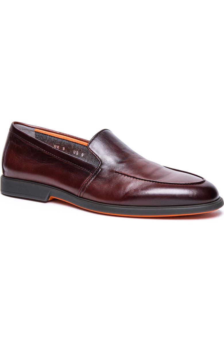 Santoni Malibu Loafer, Main, color, Dark Brown Leather