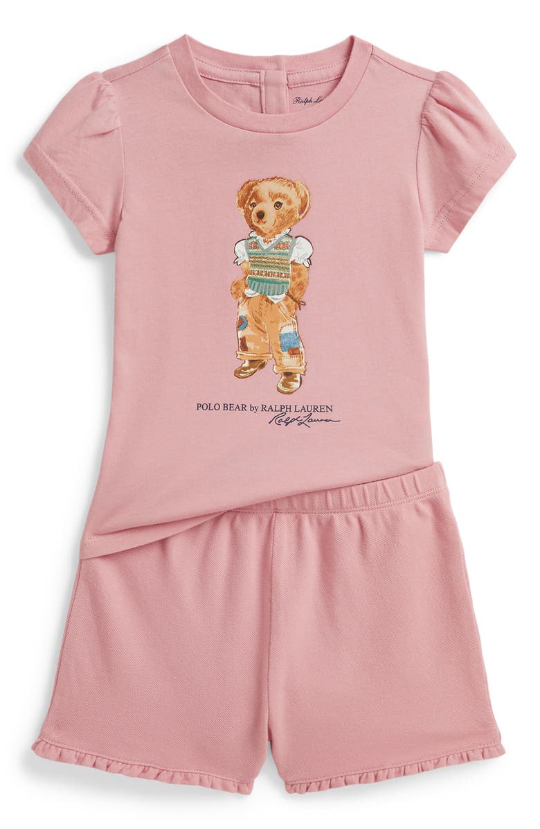 Ralph Lauren Jersey Two-Piece Shorts Set, Main, color, Adirondack Rose