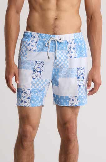 Vintage Summer Seersucker Volley Swim Trunks